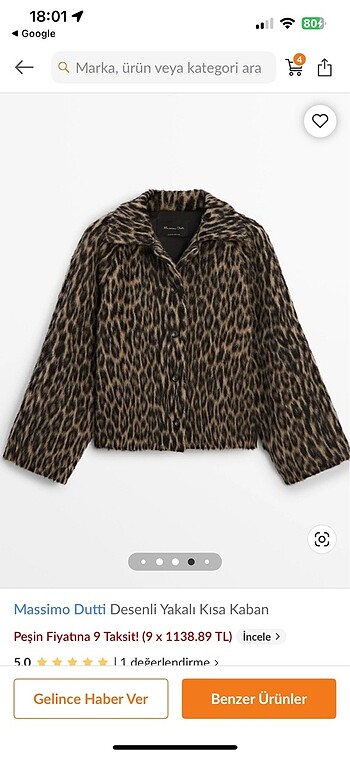 Massimo Dutti Leopar kürk
