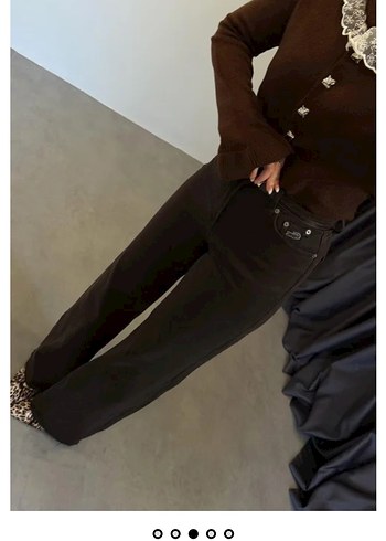 Kahverengi Süet Rahat Kesim Midi Kadın Jean - Görsel 2