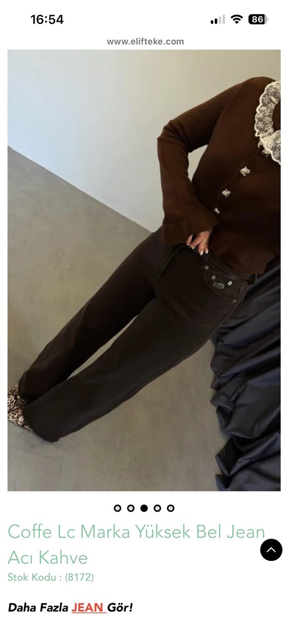 Kahverengi Süet Rahat Kesim Midi Kadın Jean - Görsel 2