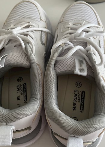 Beyaz Gri Bağcıklı Kadın Spor Ayakkabı - Görsel 4