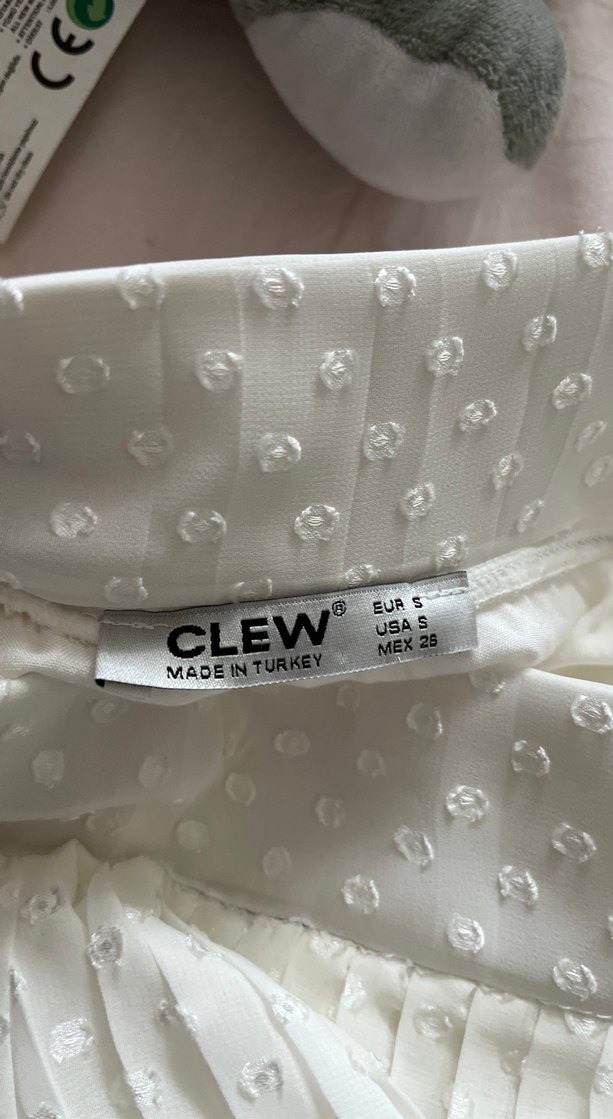 Beyaz Pilili Midi Kadın Etek - Görsel 2