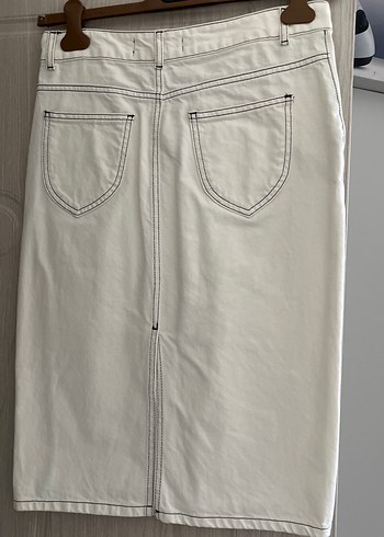 Beyaz Midi Hamile Kot Etek - Görsel 2