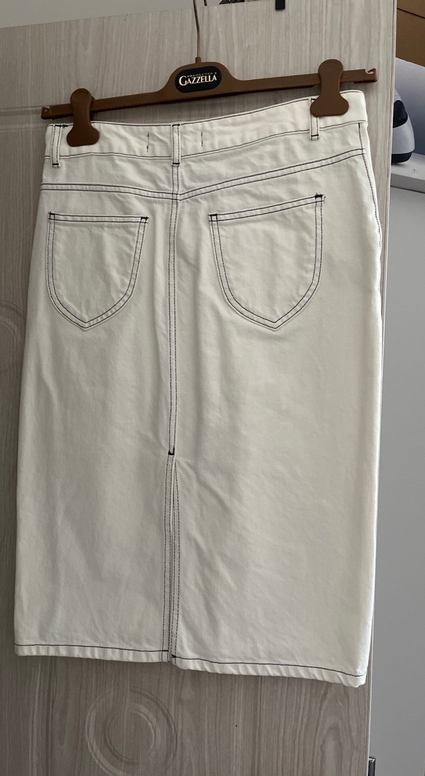 Beyaz Midi Hamile Kot Etek - Görsel 2