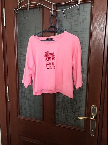 Pembe Baskılı Crop T-shirt