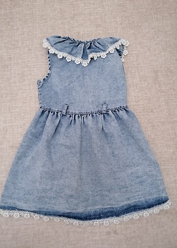 Diğer Kız Çocuk Mavi Denim Fırfırlı Elbise