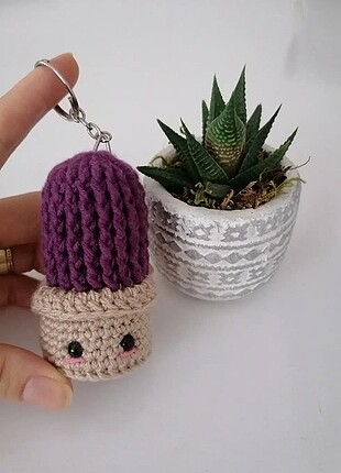 Amigurumi kaktüs anahtarlık 