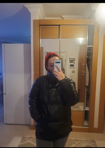 Deri Görünümlü Şişme Mont - Görsel 4