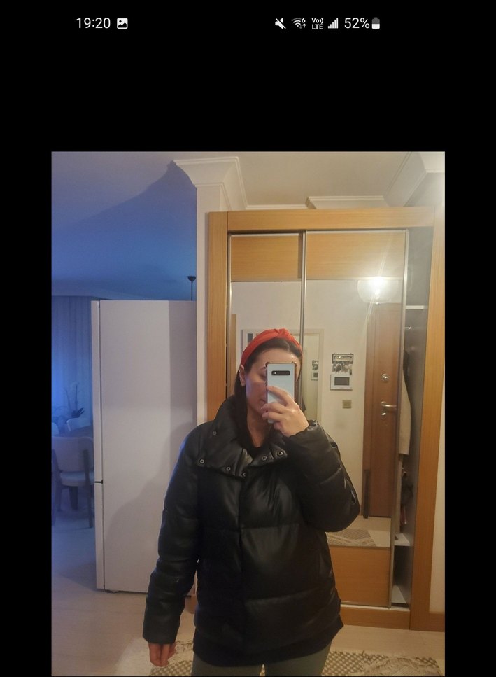 Deri Görünümlü Şişme Mont - Görsel 3