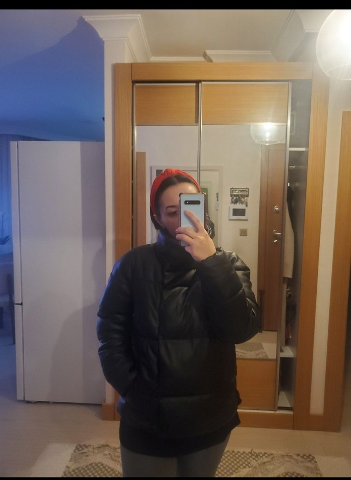 Deri Görünümlü Şişme Mont - Görsel 4