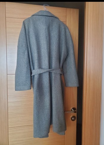Gri Uzun Kaşe Kaban - Görsel 5
