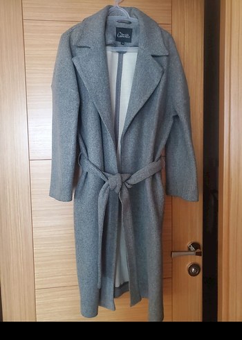 Gri Uzun Kaşe Kaban - Görsel 6