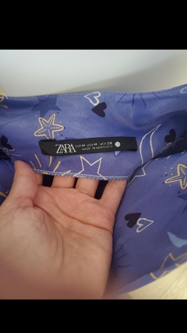 Mor Desenli Saten Elbise - Görsel 3