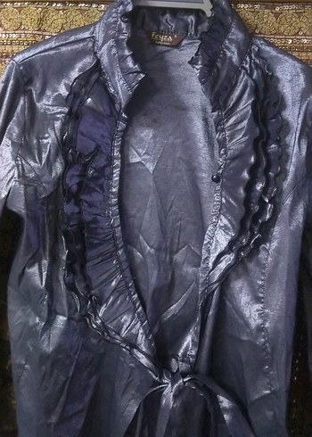 gümüş saten gomlek - Görsel 2