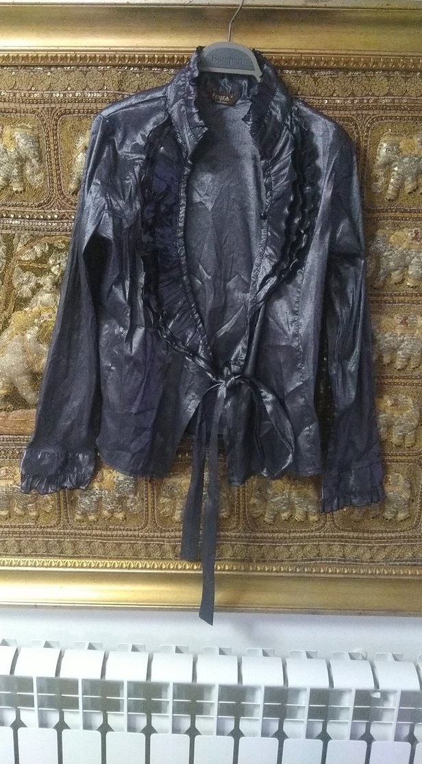 gümüş saten gomlek - Görsel 4