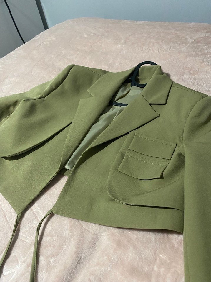 Yeşil Düğmeli Kadın Blazer Ceket - Görsel 2