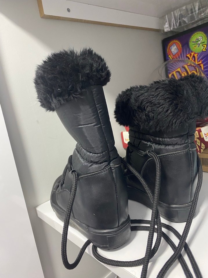 Kürklü Siyah Kadın Dolgu Topuk Bot - Görsel 2