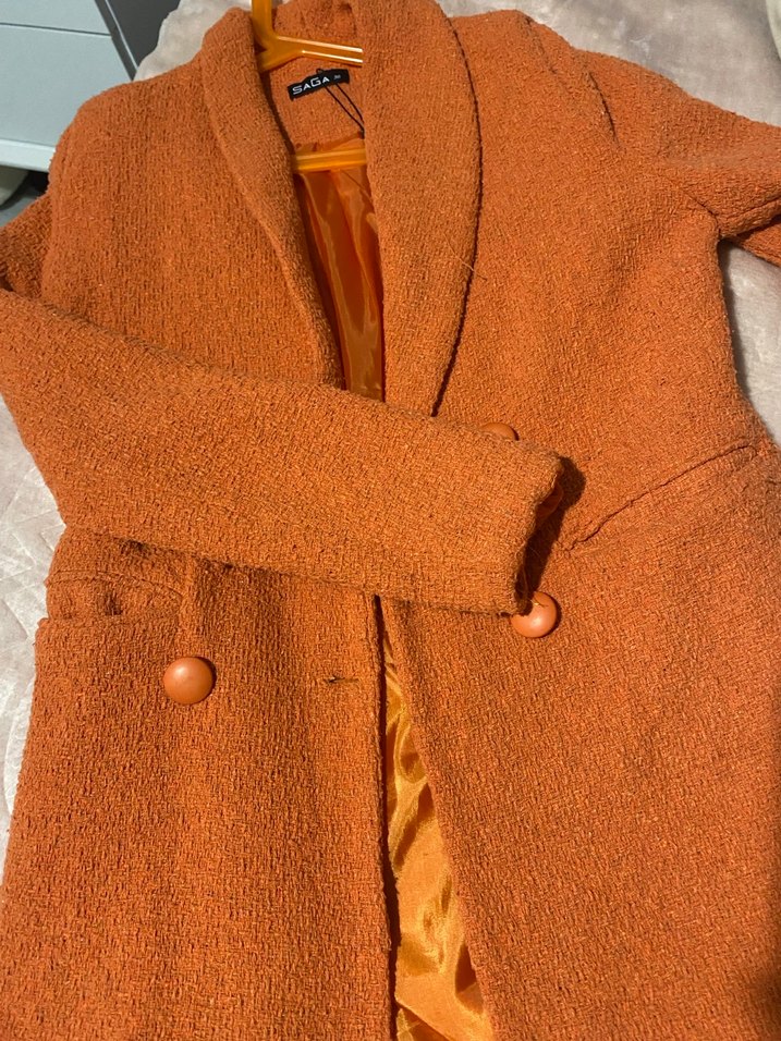 Düğmeli Kahverengi Midi Kadın Kaban - Görsel 3