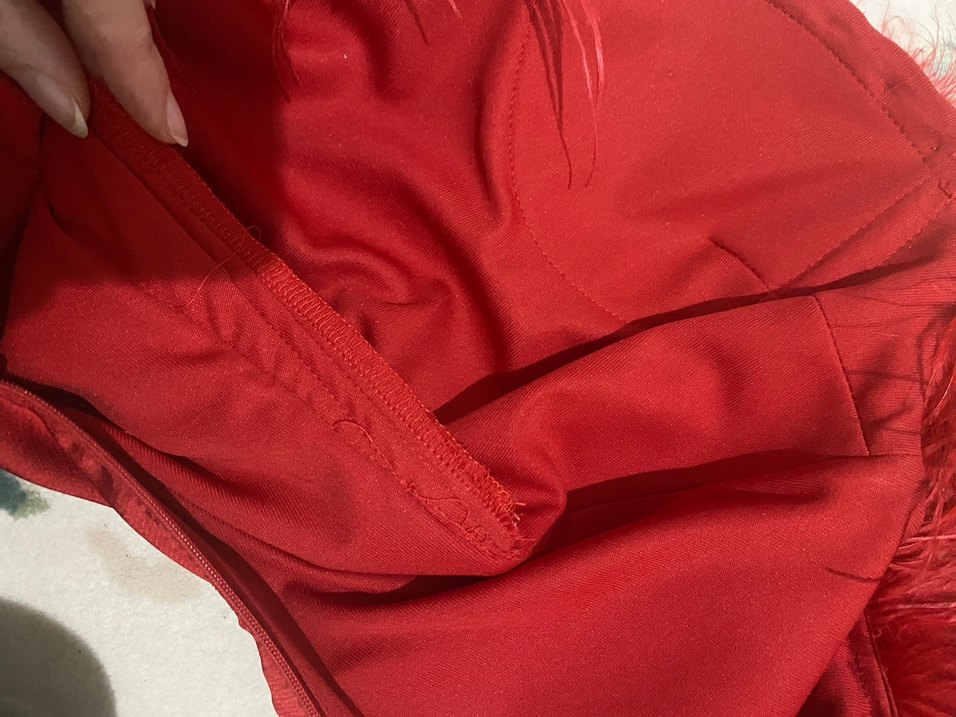 Kırmızı Drapeli Uzun Abiye Elbise - Görsel 5