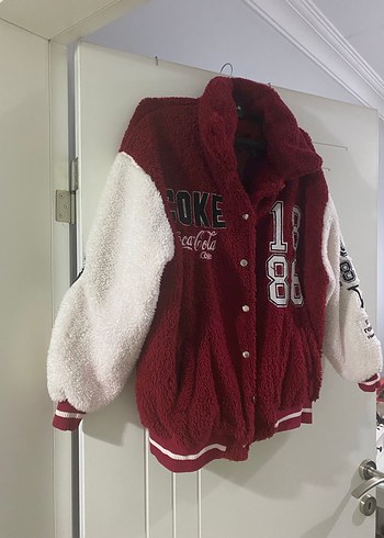 Kırmızı Sıcak Peluş Kadın Ceket - Görsel 2