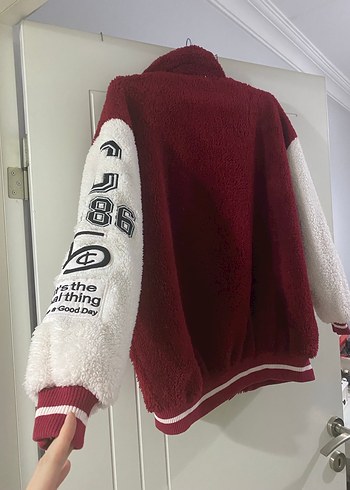 Kırmızı Sıcak Peluş Kadın Ceket - Görsel 4