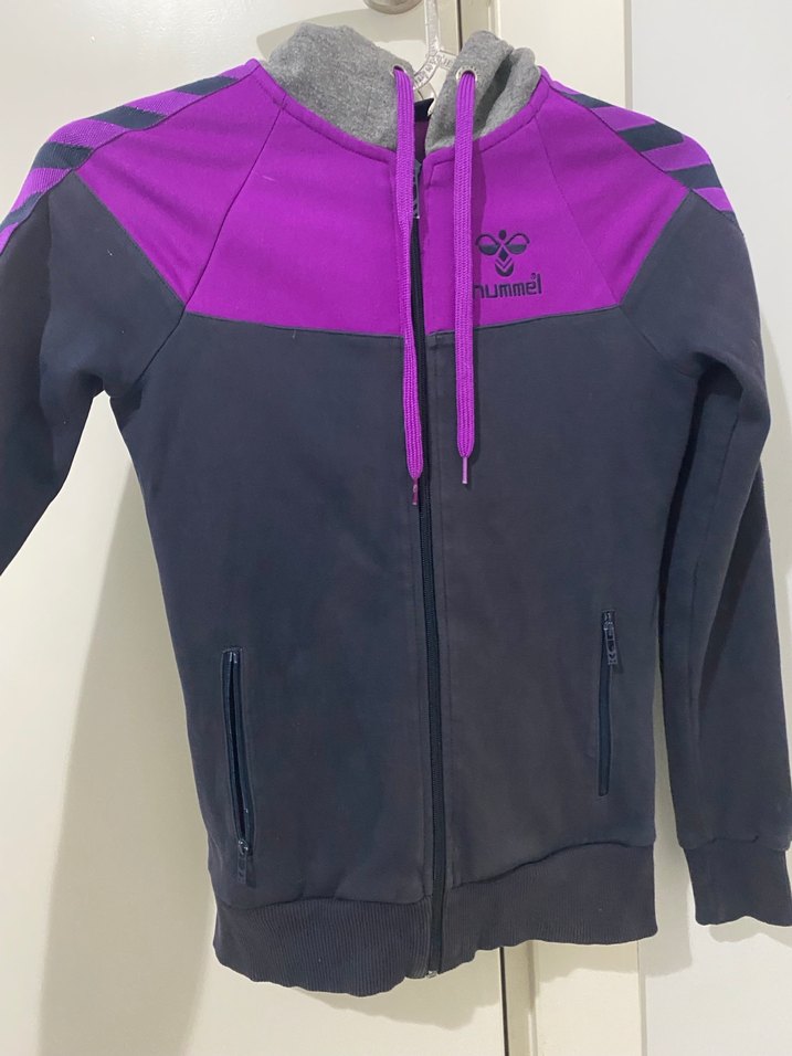 Mor Fermuarlı Dar Kesim Kadın Spor Ceket - Görsel 2