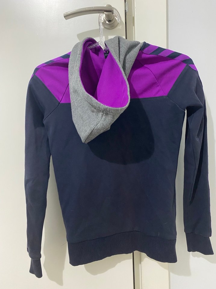 Mor Fermuarlı Dar Kesim Kadın Spor Ceket - Görsel 3