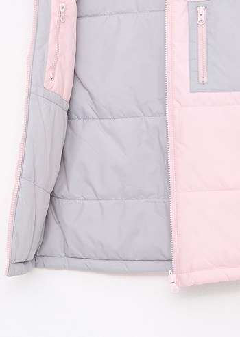 LCW Kids Pembe Kapüşonlu Çift Taraflı Kız Yelek - Görsel 3