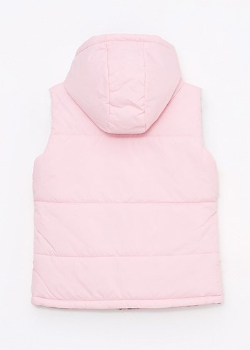 LCW Kids Pembe Kapüşonlu Çift Taraflı Kız Yelek - Görsel 4