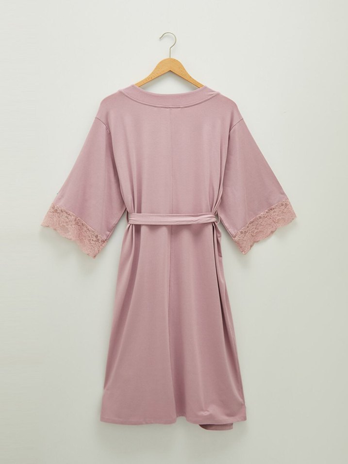 LCW DREAM Lila  Dantel Detaylı Uzun Kollu Hamile Sabahlık - Görsel 2