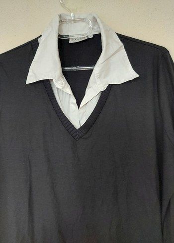 Siyah Pamuklu Yaka Detaylı Hamile Tişörtü - Görsel 2