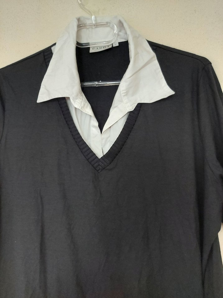 Siyah Pamuklu Yaka Detaylı Hamile Tişörtü - Görsel 2