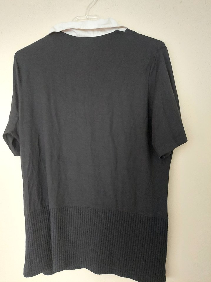 Siyah Pamuklu Yaka Detaylı Hamile Tişörtü - Görsel 4