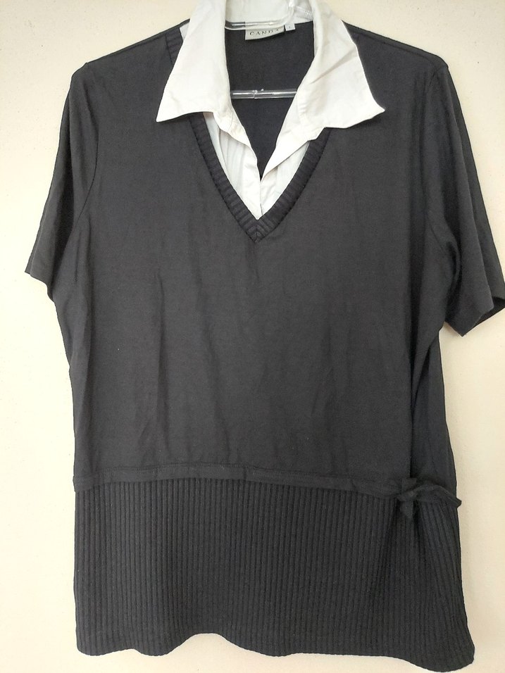 Siyah Pamuklu Yaka Detaylı Hamile Tişörtü - Görsel 3