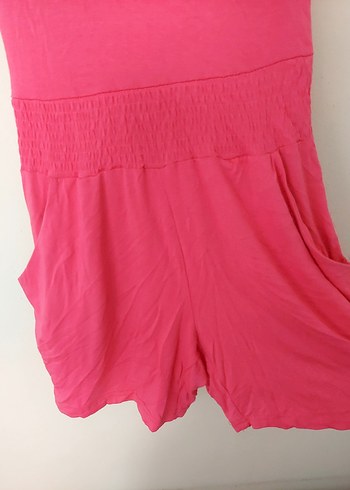 Pembe V Yakalı Kolsuz Midi Tulum - Görsel 2