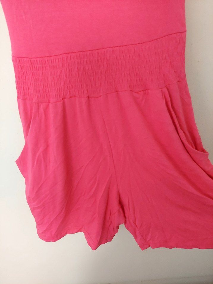 Pembe V Yakalı Kolsuz Midi Tulum - Görsel 2