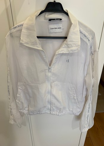 l Beden Calvin Klein Beyaz Şeffaf Yağmurluk Ceket