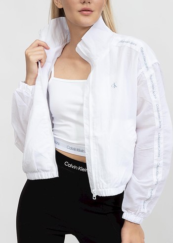 Calvin Klein Beyaz Şeffaf Yağmurluk Ceket
