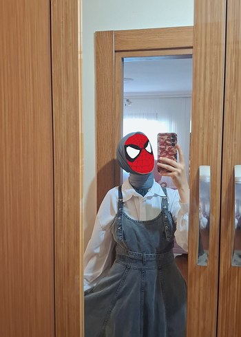 m Beden Askılı kot elbise