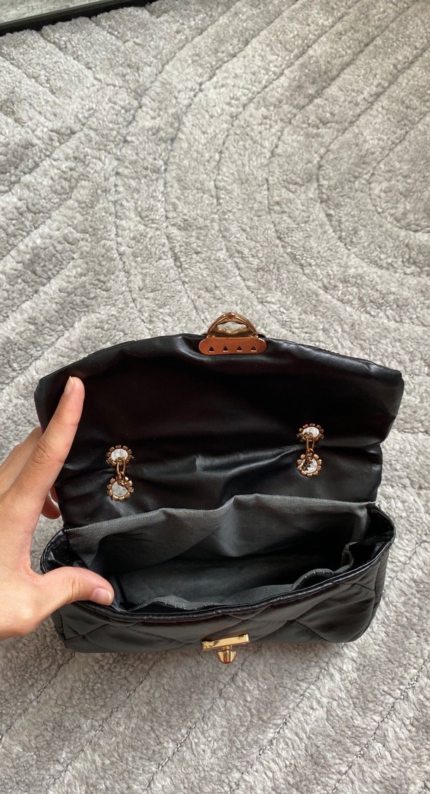 Klasik Siyah Deri Kadın Çanta - Görsel 3
