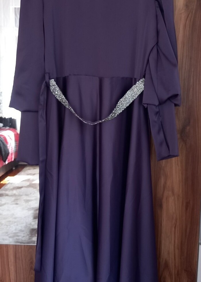 BALON KOL BELİ TAŞLI ABİYE  - Görsel 2