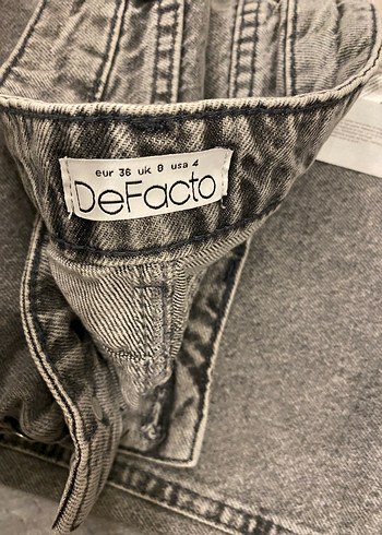 DeFacto Gri Düğmeli Loose Fit Kadın Jean
