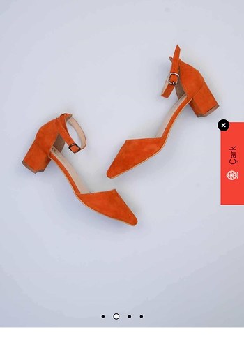 Turuncu Süet Topuklu Kadın Ayakkabı - Görsel 2