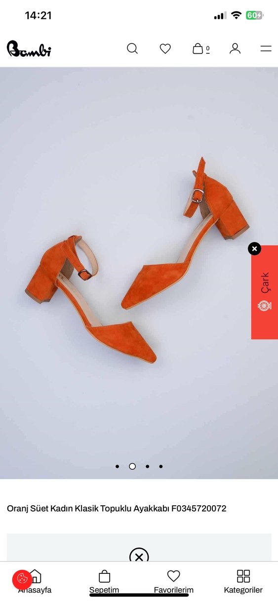 Turuncu Süet Topuklu Kadın Ayakkabı - Görsel 2