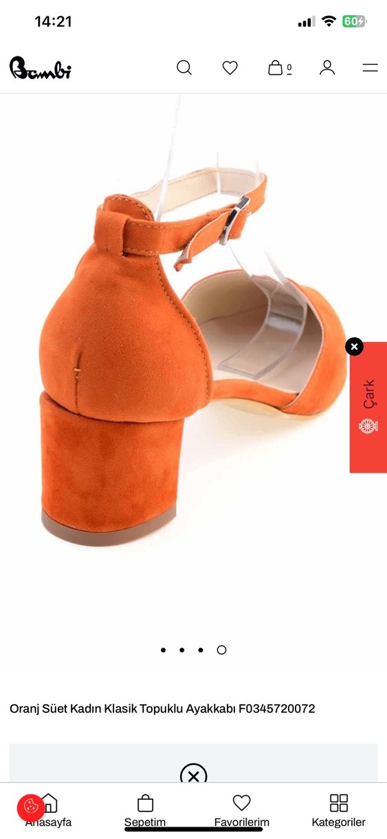 Turuncu Süet Topuklu Kadın Ayakkabı - Görsel 4