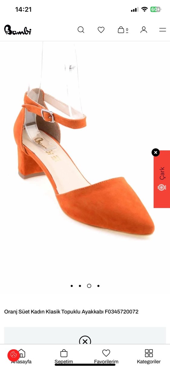 Turuncu Süet Topuklu Kadın Ayakkabı - Görsel 3