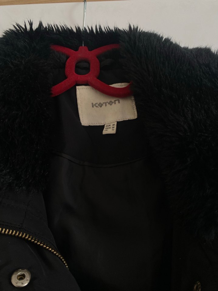 Siyah Kürklü Kadın Midi Mont - Görsel 2