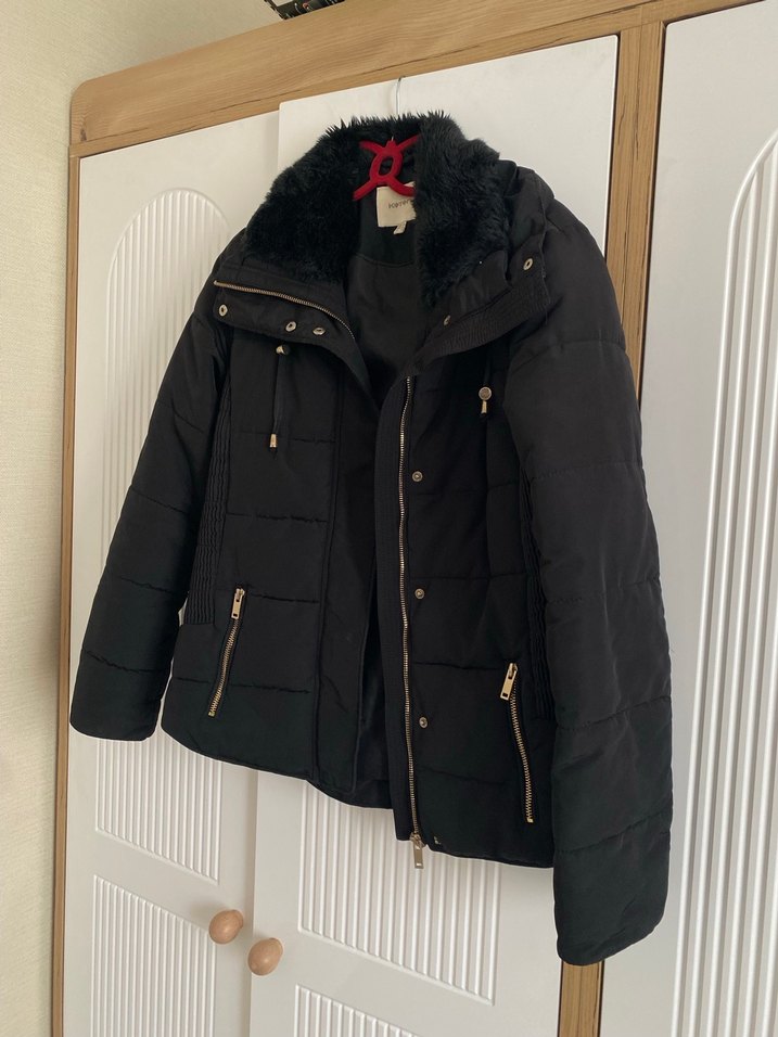 Siyah Kürklü Kadın Midi Mont - Görsel 3