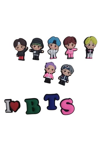 Renkli BTS Animasyon Figürleri Crocs Terlik Süsü