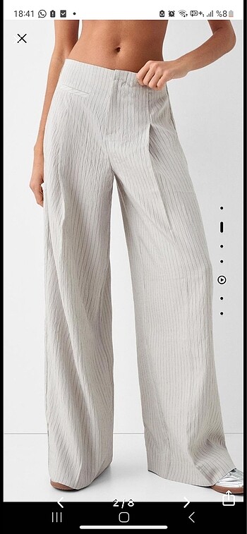 Bershka bershka çizgili wide leg pantolon