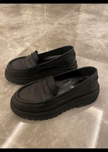 38 Beden Kadın Siyah deri Loafer